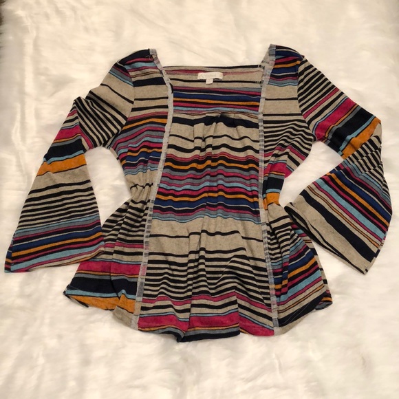 Suzanne Betro Tops - Weekend boho striped bell sleeve top